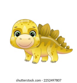 yellow cute dino vector illiustration