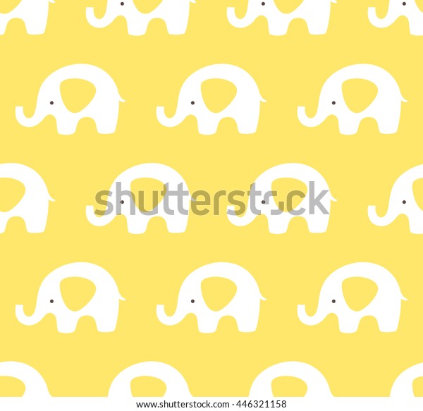 Yellow Cute Elephants Pattern Vector Seamless Stock Vector (Royalty ...
