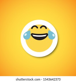 Yellow cute emoticon sticker, vector illustration