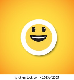 Yellow cute emoticon sticker, vector illustration