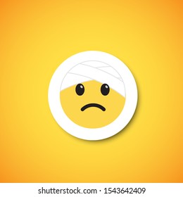 Yellow cute emoticon sticker, vector illustration