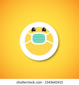 Yellow cute emoticon sticker, vector illustration