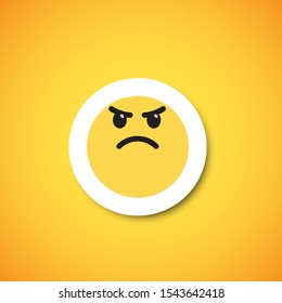 Yellow cute emoticon sticker, vector illustration
