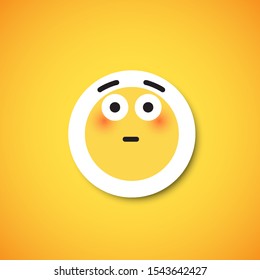 Yellow cute emoticon sticker, vector illustration