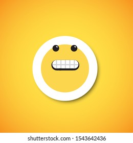 Yellow cute emoticon sticker, vector illustration