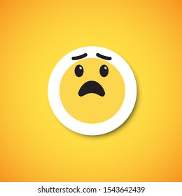 Yellow cute emoticon sticker, vector illustration