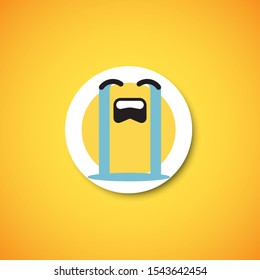 Yellow cute emoticon sticker, vector illustration