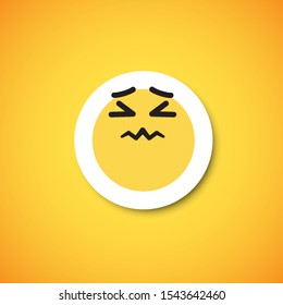 Yellow cute emoticon sticker, vector illustration