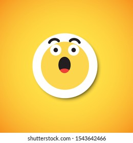 Yellow cute emoticon sticker, vector illustration