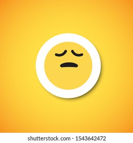Yellow cute emoticon sticker, vector illustration