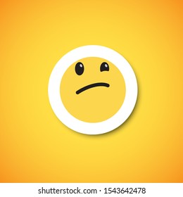 Yellow cute emoticon sticker, vector illustration