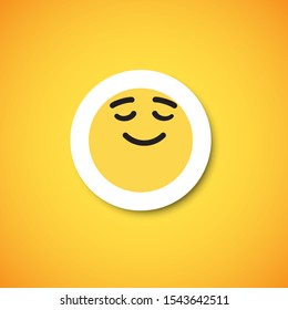 Yellow cute emoticon sticker, vector illustration