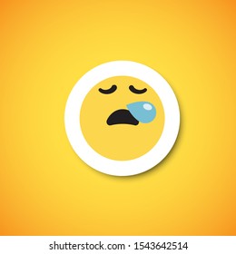 Yellow cute emoticon sticker, vector illustration