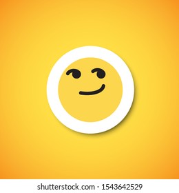 Yellow cute emoticon sticker, vector illustration