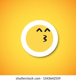 Yellow cute emoticon sticker, vector illustration