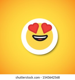 Yellow cute emoticon sticker, vector illustration