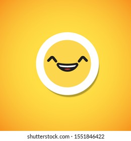 Yellow cute emoticon sticker, vector illustration