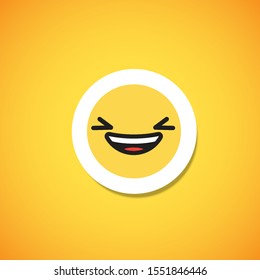 Yellow cute emoticon sticker, vector illustration