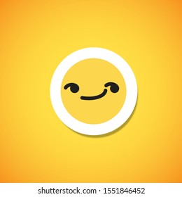 Yellow cute emoticon sticker, vector illustration
