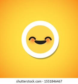 Yellow cute emoticon sticker, vector illustration