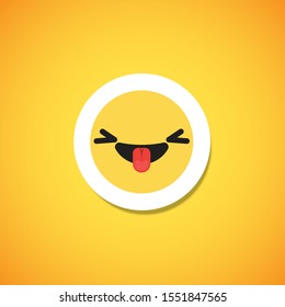 Yellow cute emoticon sticker, vector illustration