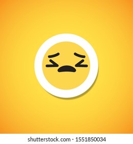 Yellow cute emoticon sticker, vector illustration