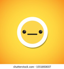 Yellow cute emoticon sticker, vector illustration