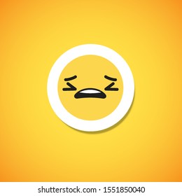 Yellow cute emoticon sticker, vector illustration