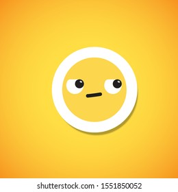 Yellow cute emoticon sticker, vector illustration