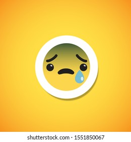 Yellow cute emoticon sticker, vector illustration