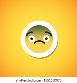 Yellow cute emoticon sticker, vector illustration