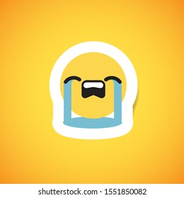 Yellow cute emoticon sticker, vector illustration