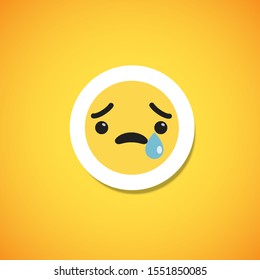 Yellow cute emoticon sticker, vector illustration