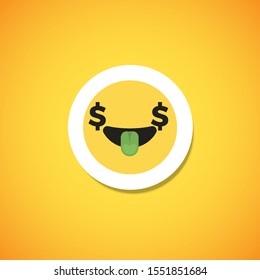 Yellow cute emoticon sticker, vector illustration