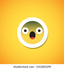 Yellow cute emoticon sticker, vector illustration