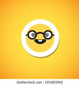 Yellow cute emoticon sticker, vector illustration