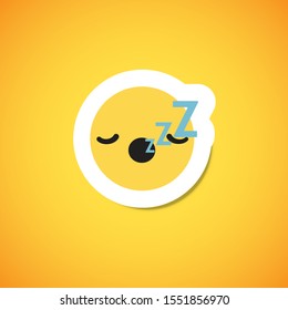 Yellow cute emoticon sticker, vector illustration