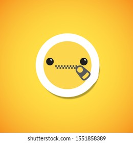 Yellow cute emoticon sticker, vector illustration