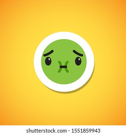 Yellow cute emoticon sticker, vector illustration