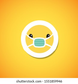 Yellow cute emoticon sticker, vector illustration