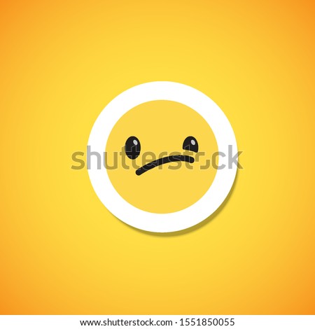 Yellow cute emoticon sticker, vector illustration