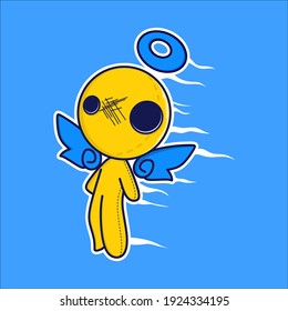 yellow cute ghost vector illustration
