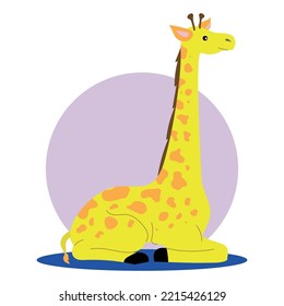 Gelbe süße Giraffe einzeln auf weißem Hintergrund. Vektorgrafik eines Kindes für Raumgestaltung, Poster, Alphabet, Bildungsspiele und Klassen