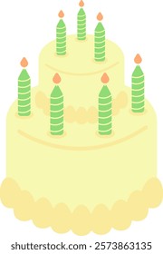 yellow cute happy birthday celebration cake with confetti