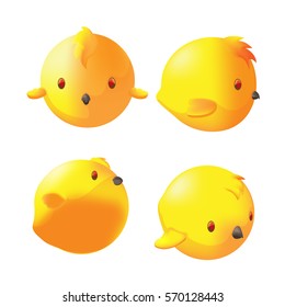 Yellow Cute Little Bird Di-mention Vector