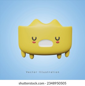 yellow cute monster in 3d vector illustration