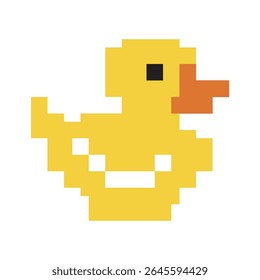 Yellow cute pixelated duck icon