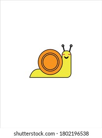 Yellow cute snail illustration design
