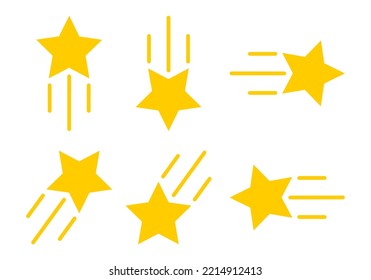 Yellow cute stars rise line doodle icon on white background flat vector design.