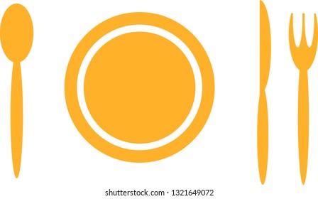 yellow cutlery on a white background